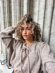 Trui Slouchy Fit Striksluiting Taupe