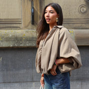 Ballon jasje camel pofmouwen herfst zomer dames jas suede look Unika Ladylike Fashion