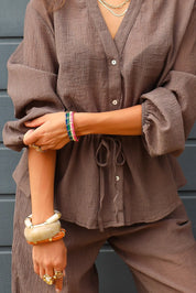 Bamboe armband beige