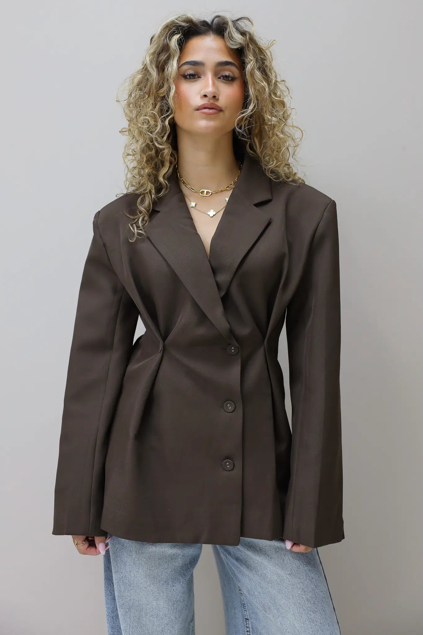 Blazer Getailleerd Bruin