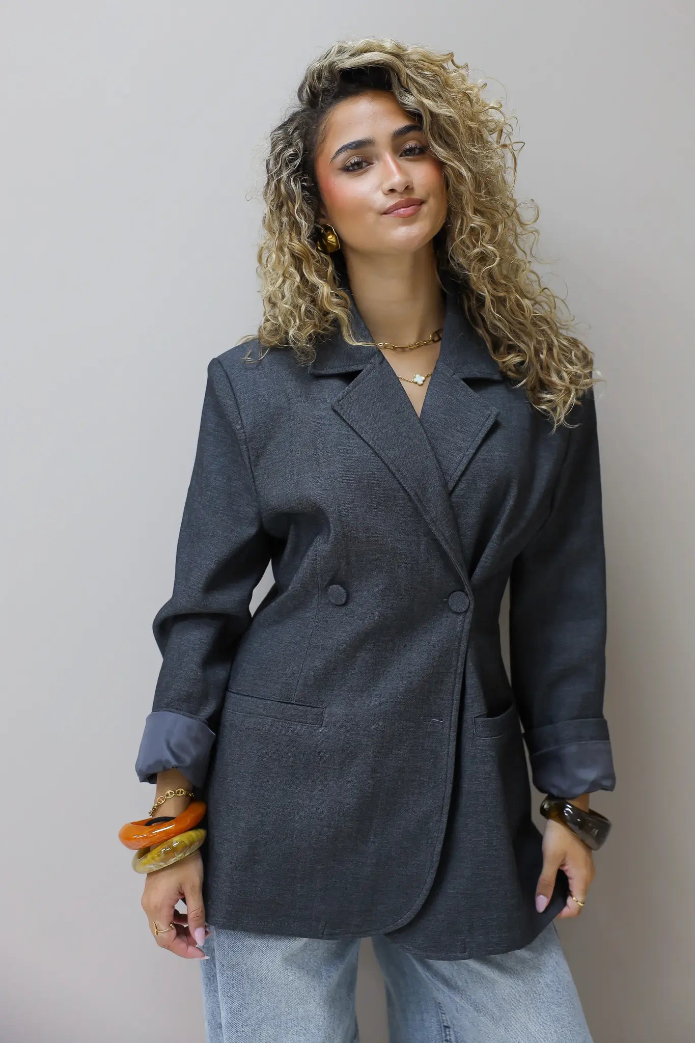 Blazer Getailleerd Grijs