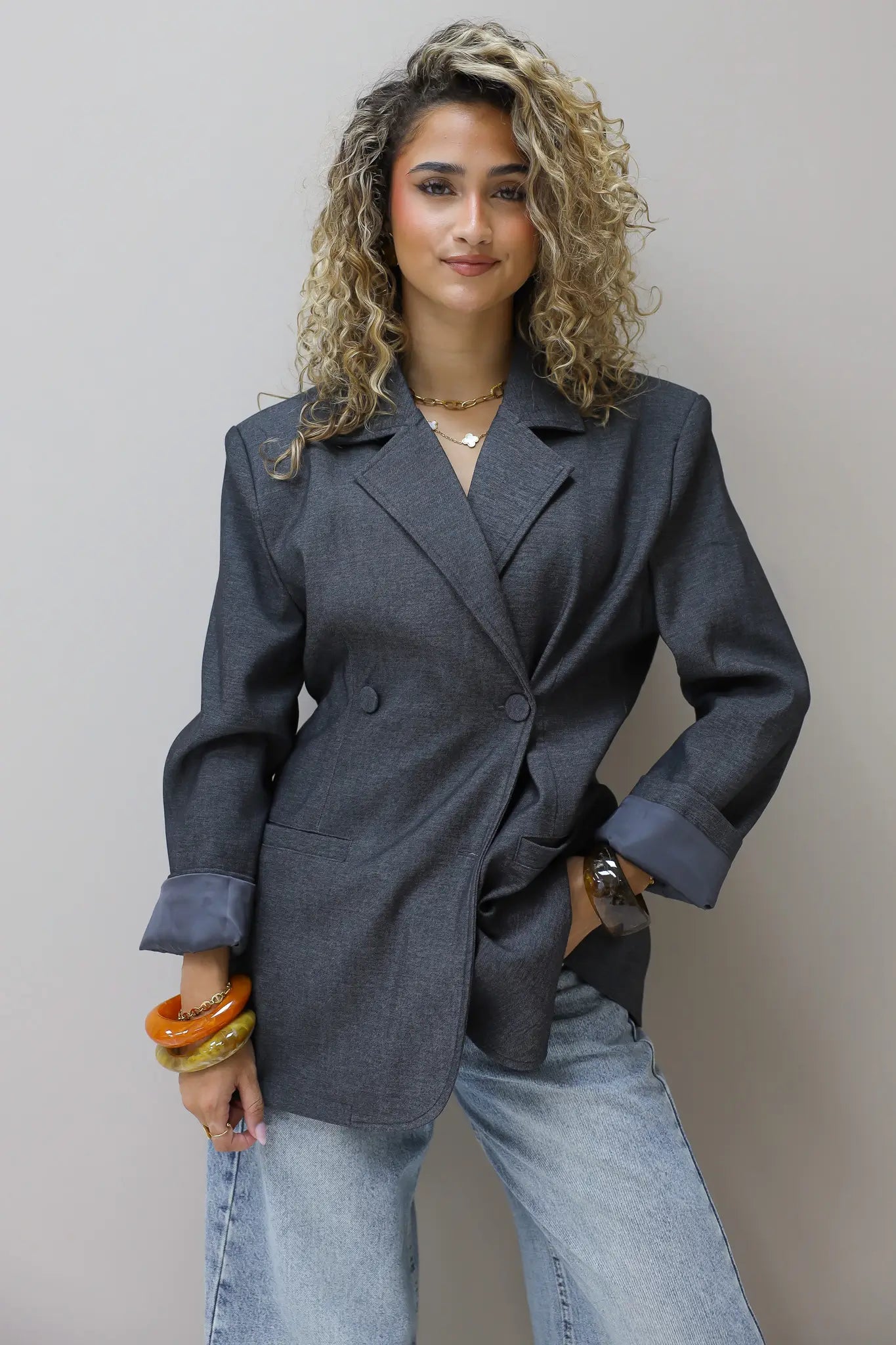 Blazer Getailleerd Grijs