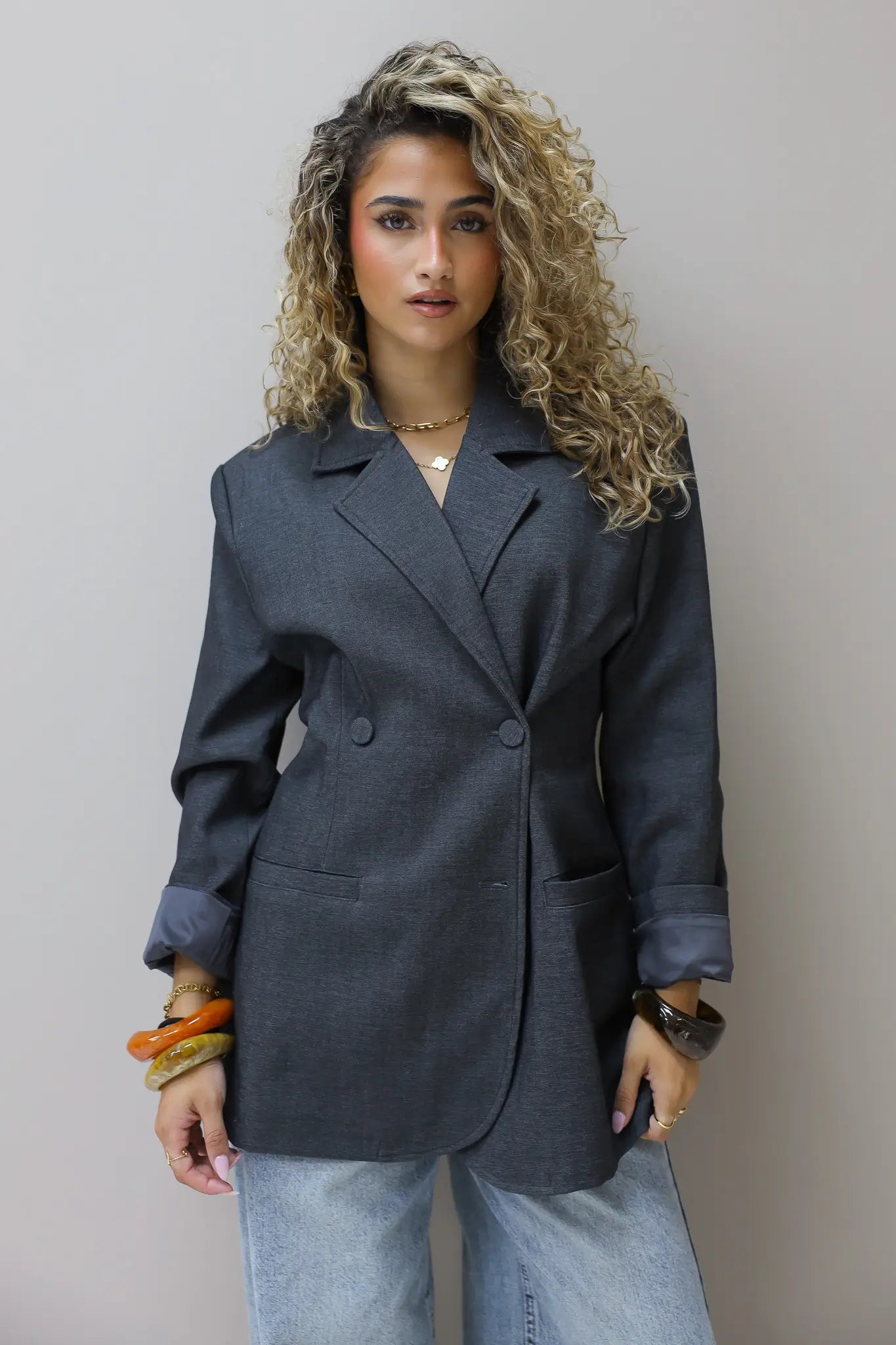 Blazer Getailleerd Grijs