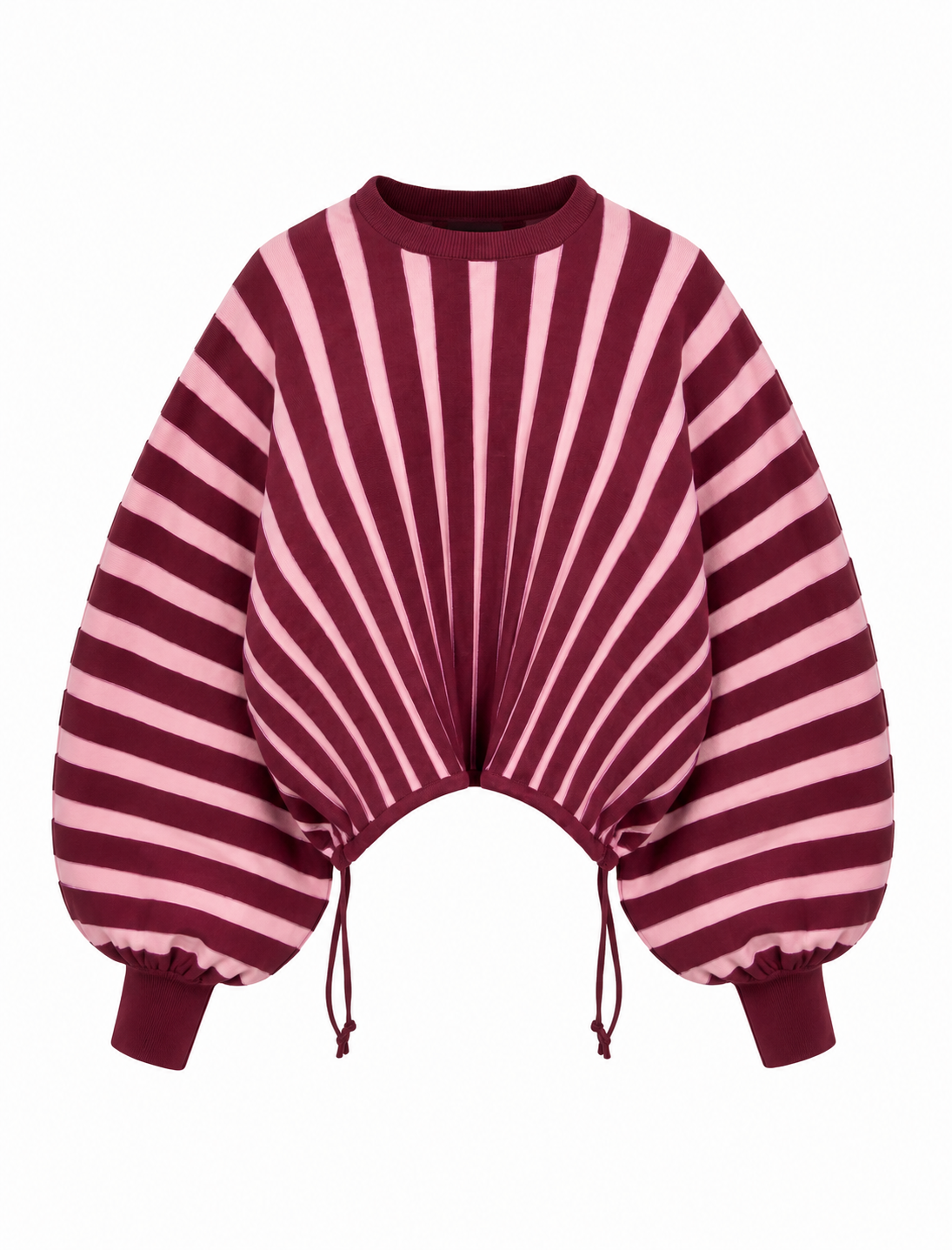 Trui Strepen Ballon Fit Bordeaux/Roze