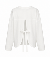 T-Shirt Lange Mouwen Strik Detail Wit