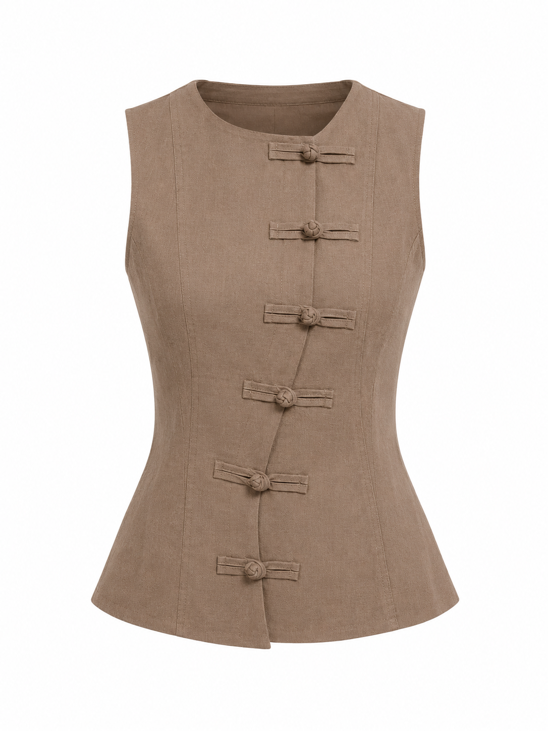Top Linnen Chinese Sluiting Taupe
