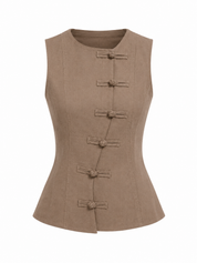 Top Linnen Chinese Sluiting Taupe