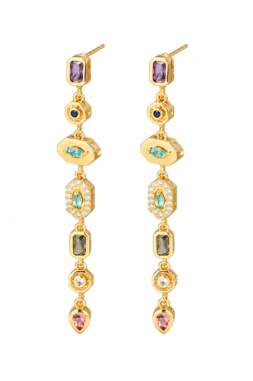 Oorbellen Amara Multi Stone Goud