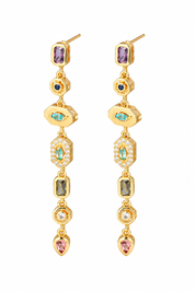 Oorbellen Amara Multi Stone Goud