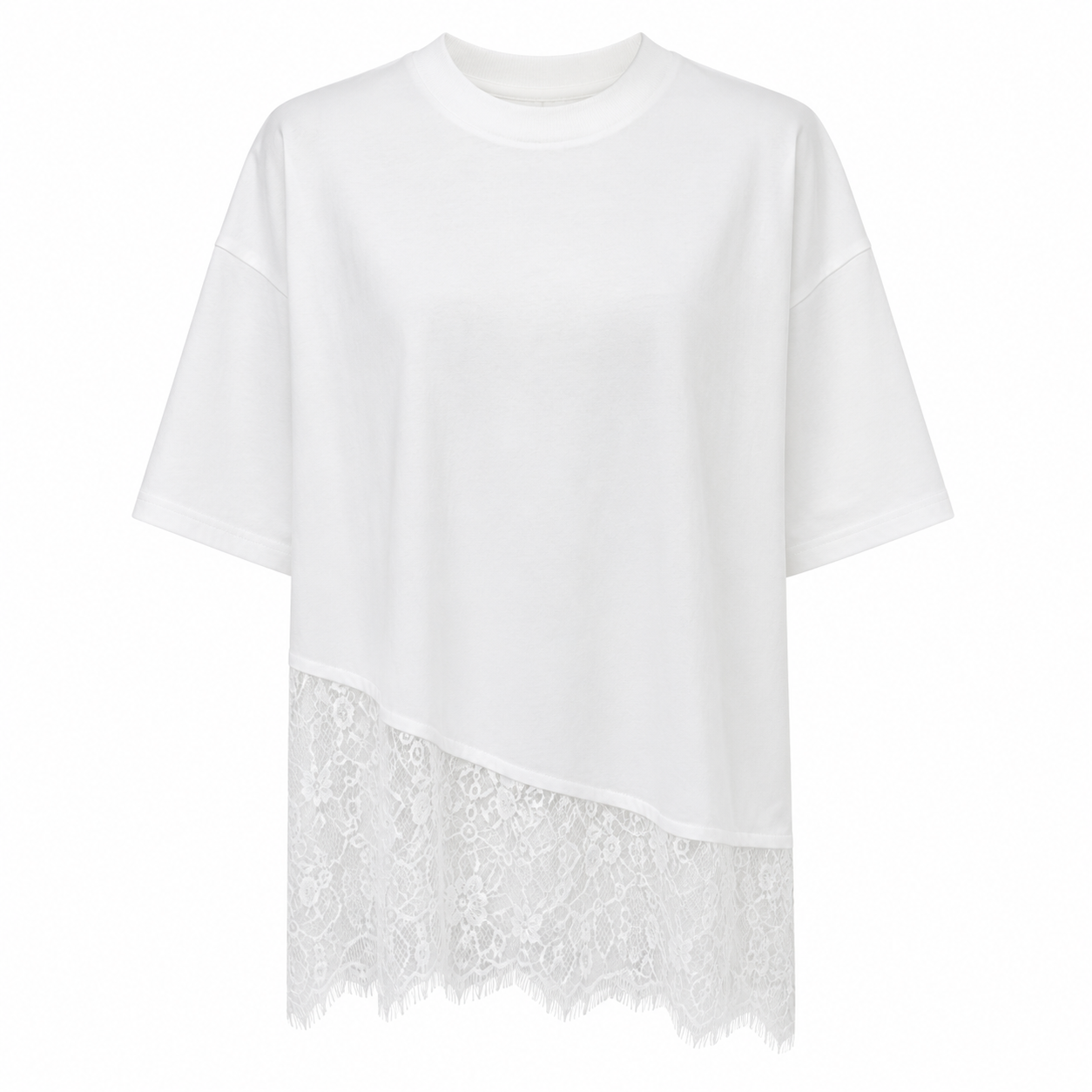 T-Shirt Asymmetrisch Kant Wit