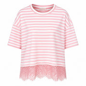 T-Shirt Strepen Kant Roze