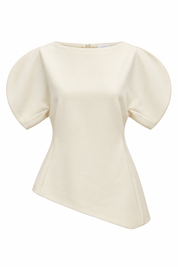Top Elegant Open Mouw Crème