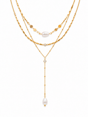 Ketting Layered Pearl Goud