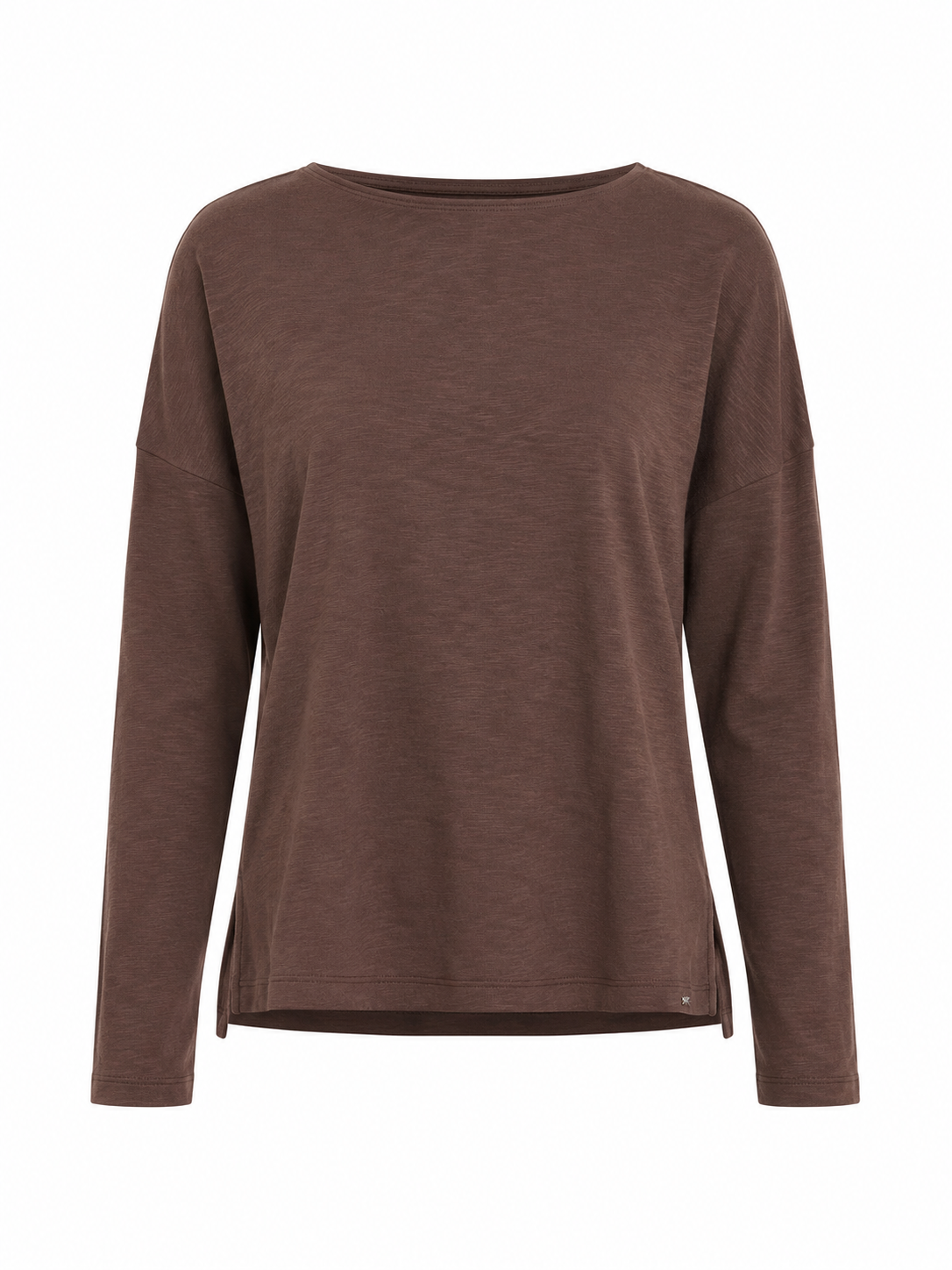 T-Shirt Lange Mouwen Split Bruin