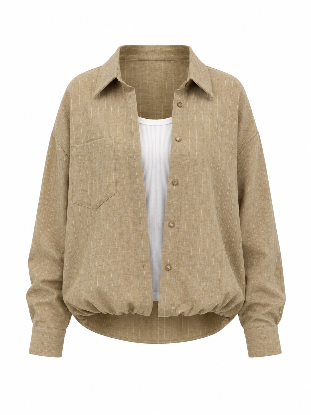Blouse Strepen + Tanktop Olijf Groen