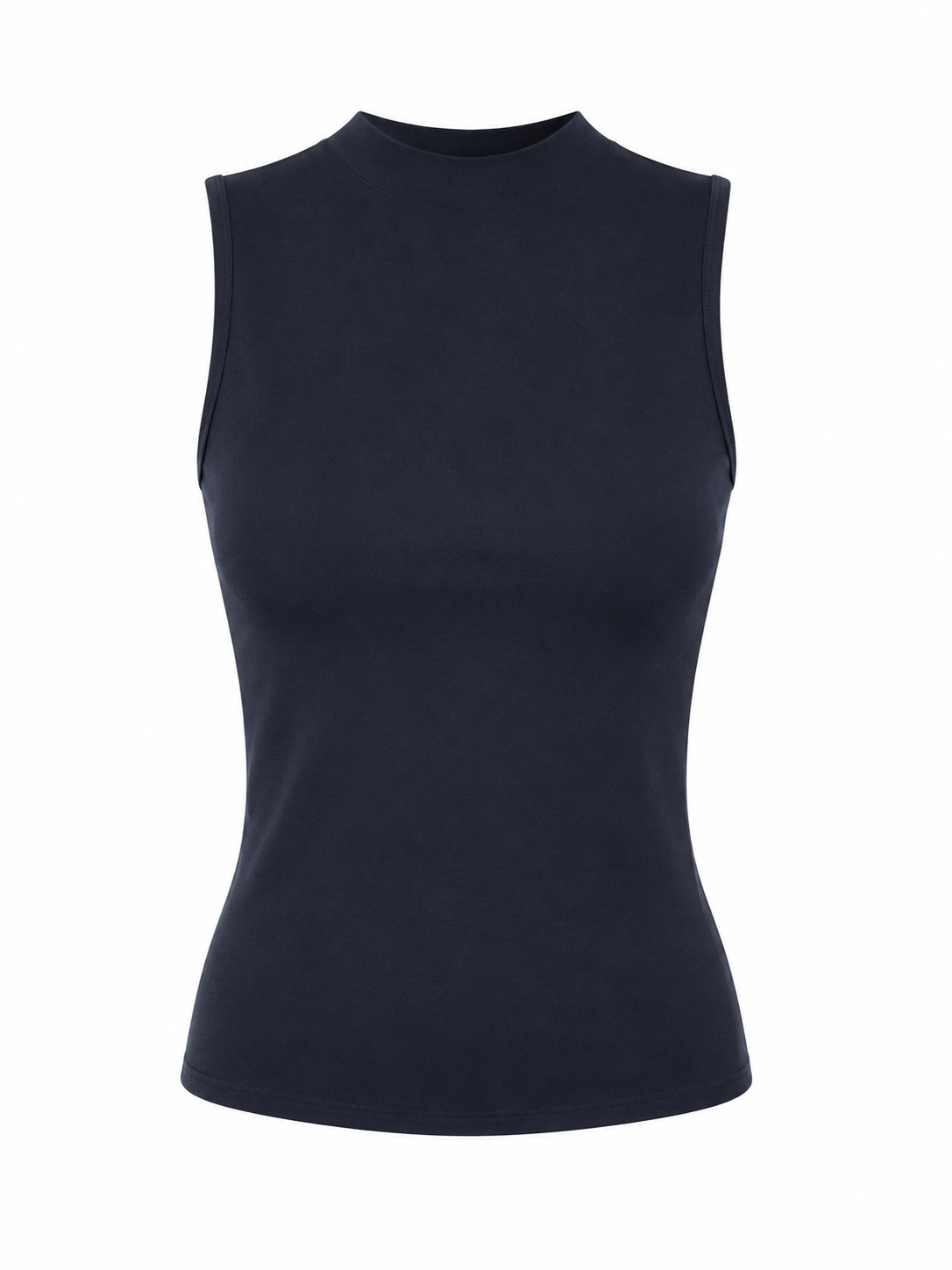 Mouwloze Top Opstaande Hals Donker Blauw