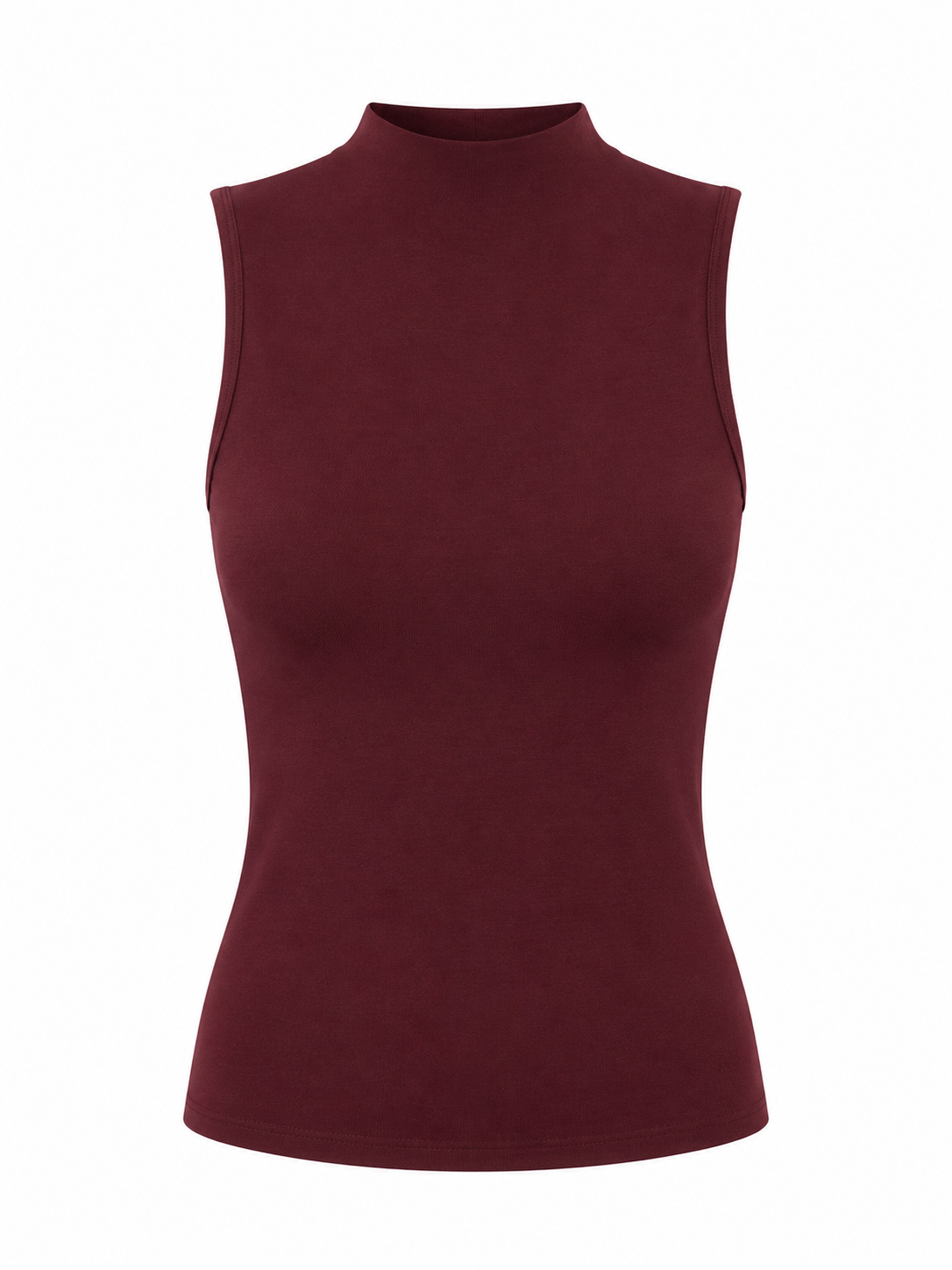 Mouwloze Top Opstaande Hals Bordeaux