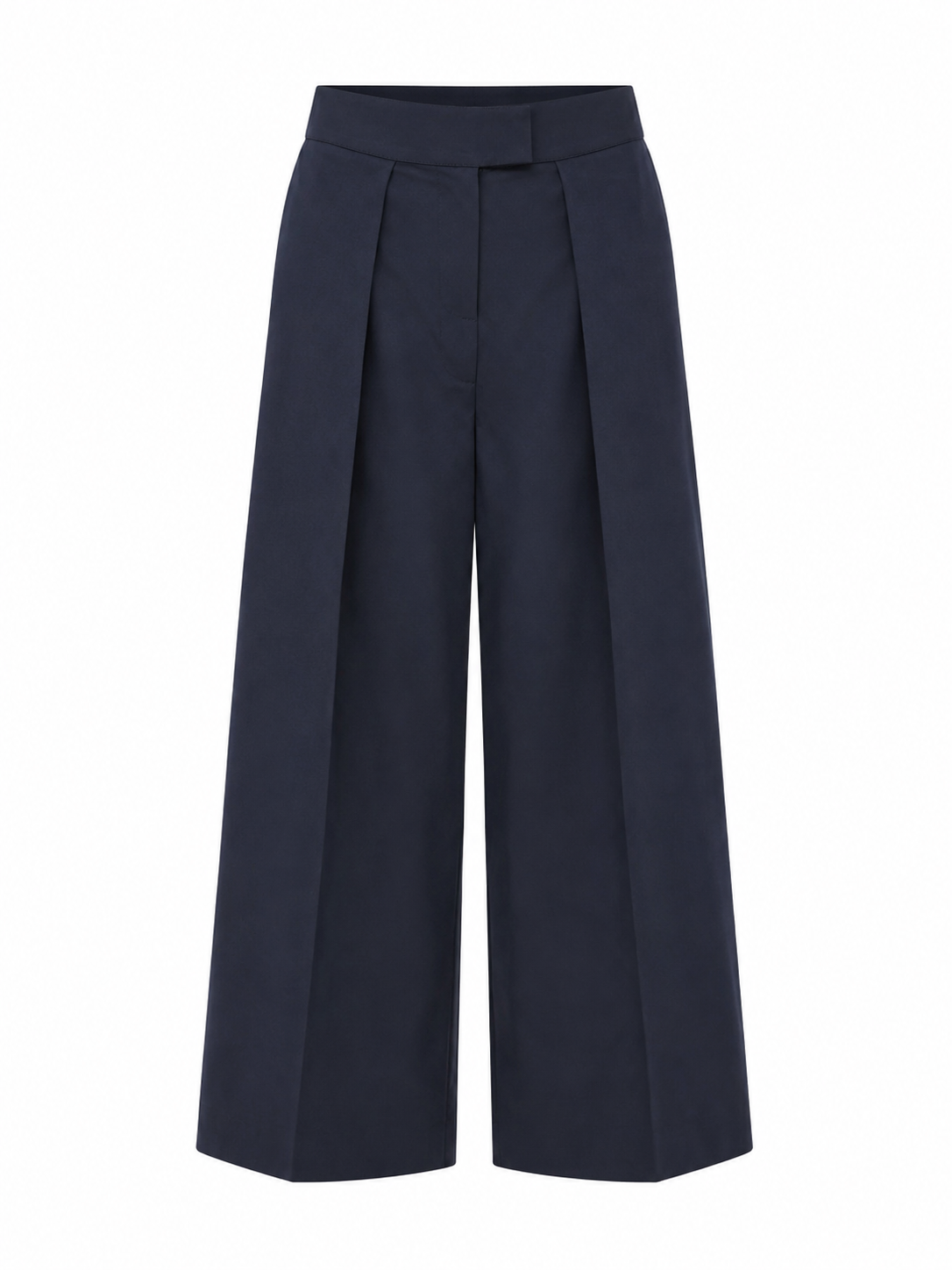 Pantalon Wide Leg Plooien Donker Blauw
