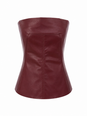 Bandeau Top Faux Leather Bordeaux
