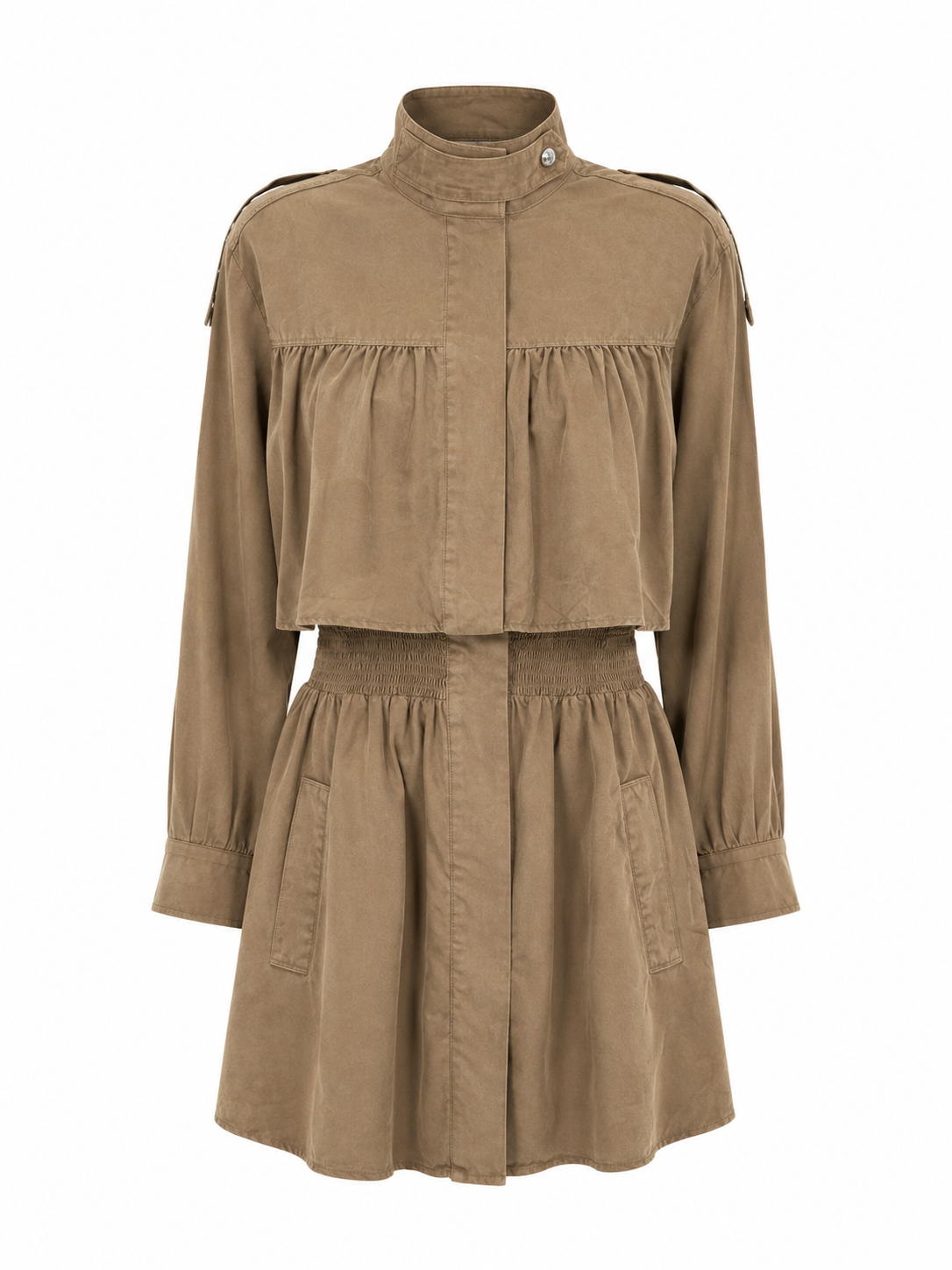 Utility Jurk Lange Mouwen Camel