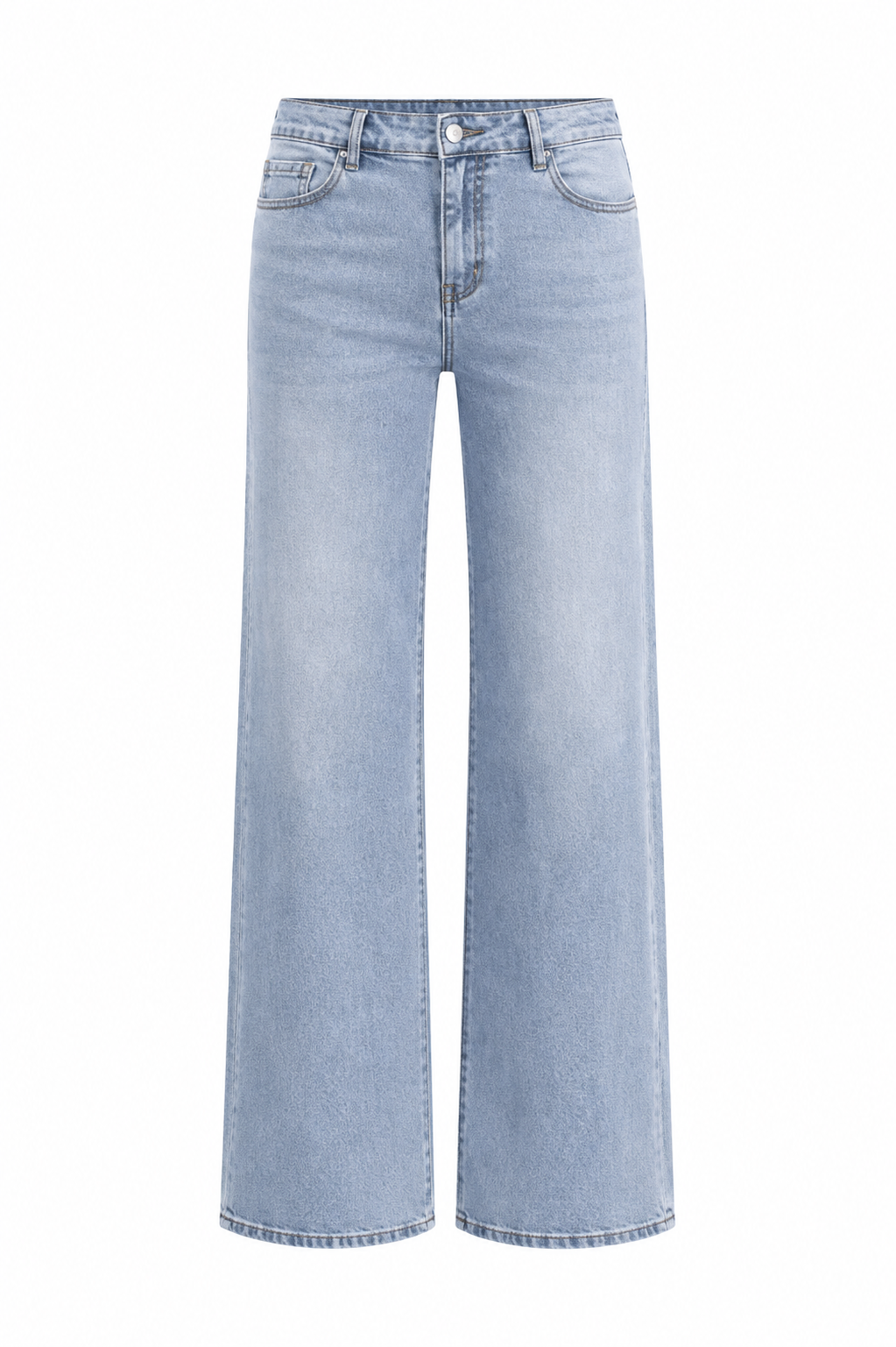 Jeans Wide Leg Mid Waist Sterrenzakken Licht Blauw
