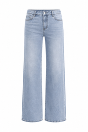 Jeans Wide Leg Mid Waist Sterrenzakken Licht Blauw