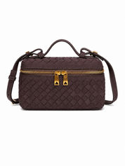 Tas Gevlochten Gouden Rits Plum