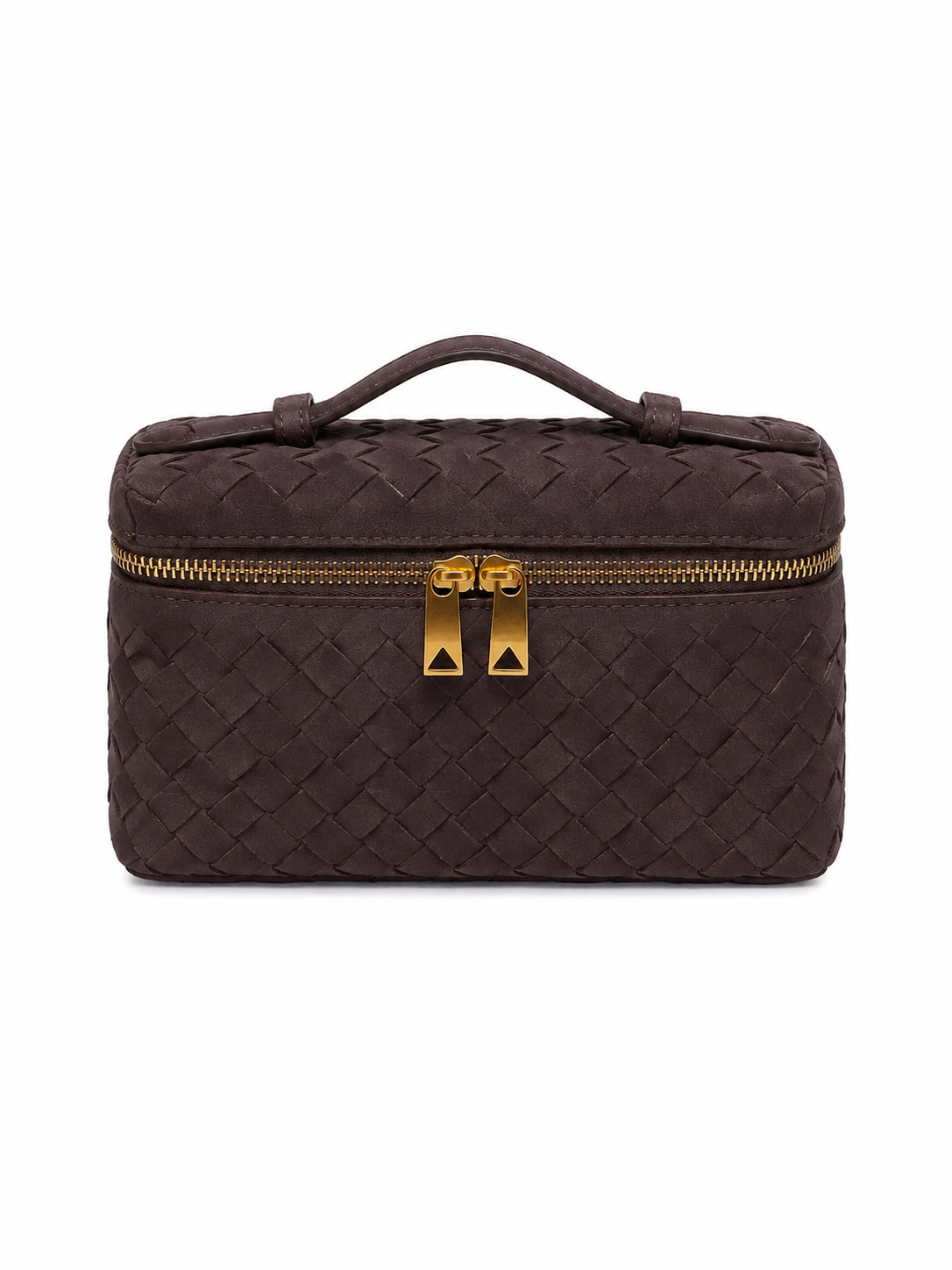 Tas Gevlochten Gouden Rits Plum