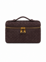 Tas Gevlochten Gouden Rits Plum
