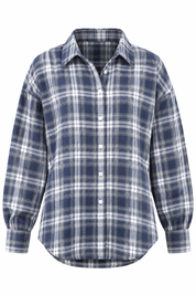 Soft Flannel Ruit Blouse Donker Blauw
