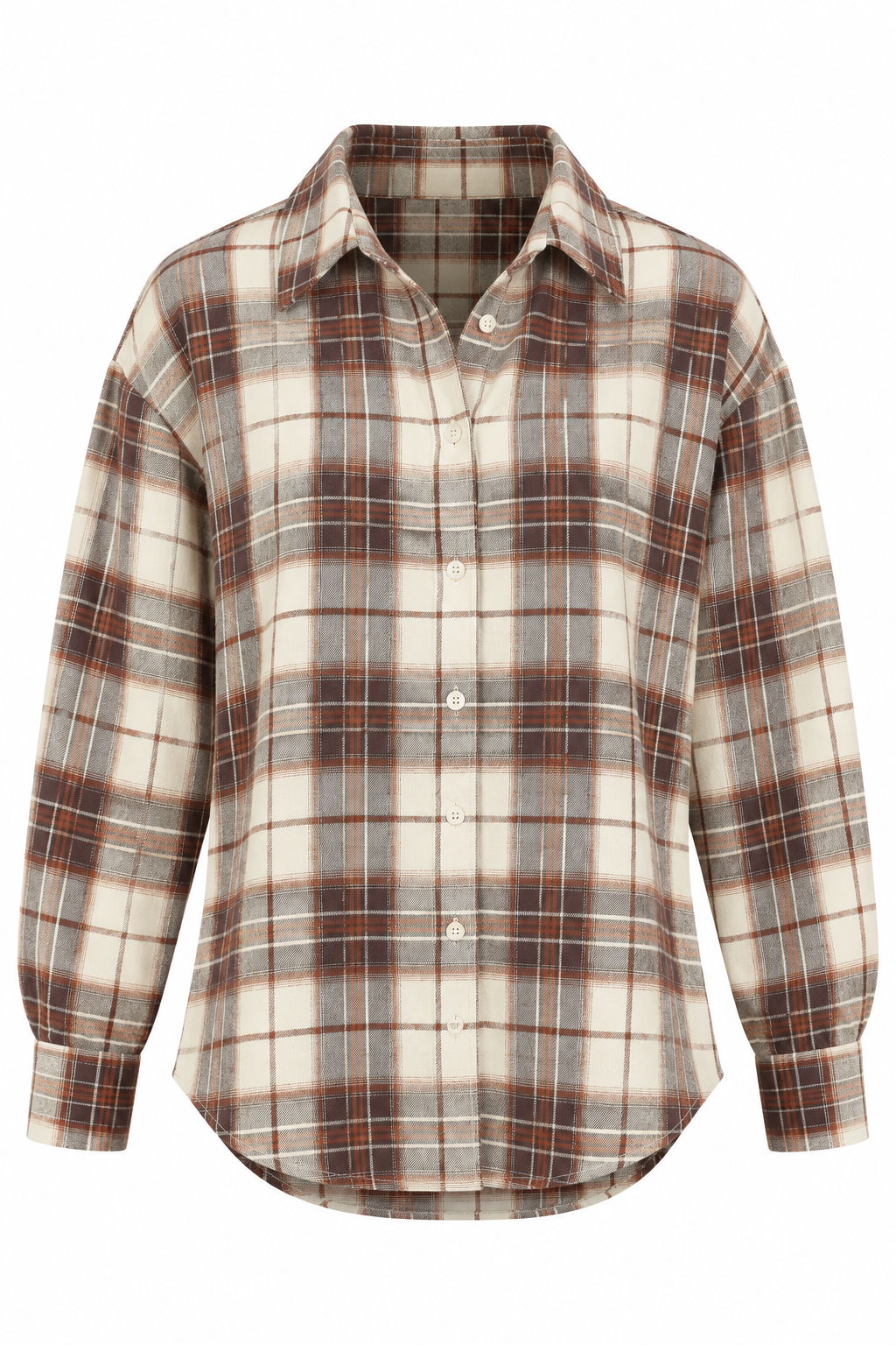 Soft Flannel Ruit Blouse Camel
