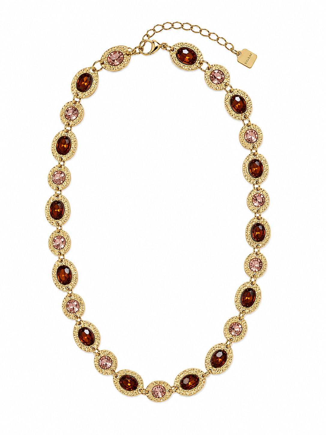 Ketting Oval Stones Roze/Bruin