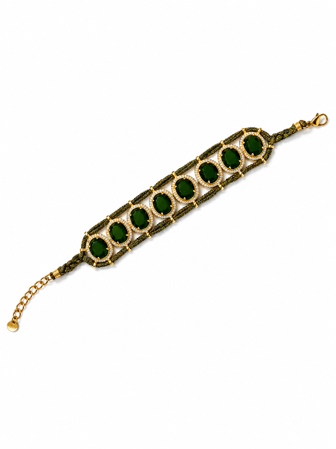 Armband Ovale Stenen Olijf Groen