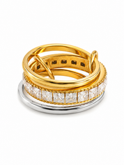 Ring Cube Layers Goud/Zilver