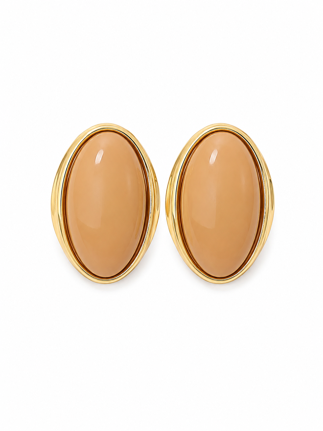 Oorbellen Bold Oval Beige/Goud