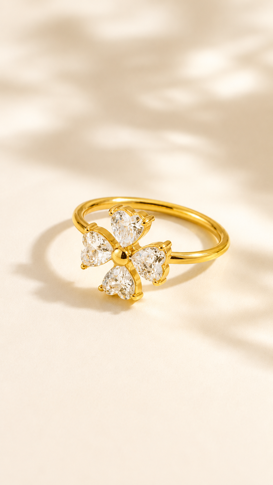 Ring Hartvormige Bloem Goud