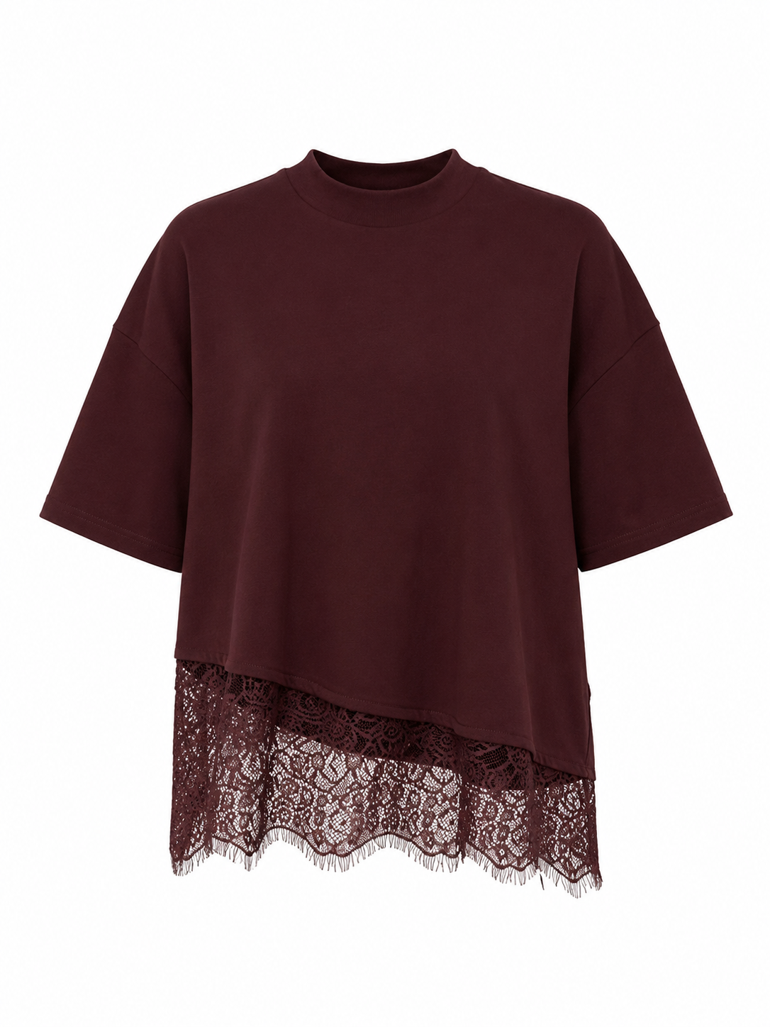 T-Shirt Asymmetrisch Kant Bordeaux