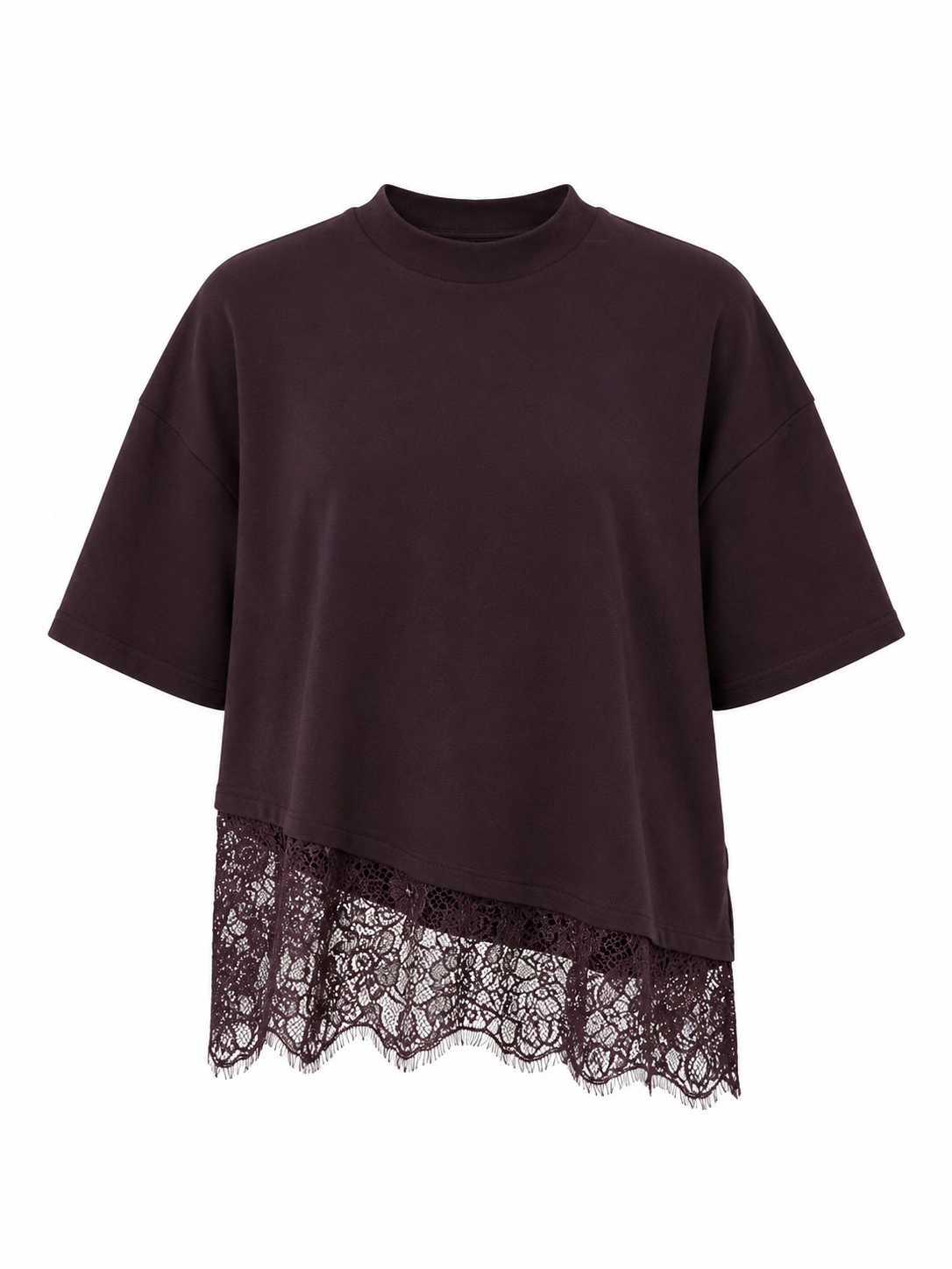 T-Shirt Asymmetrisch Kant Donker Paars