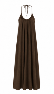 Maxi Jurk Flowy Bruin