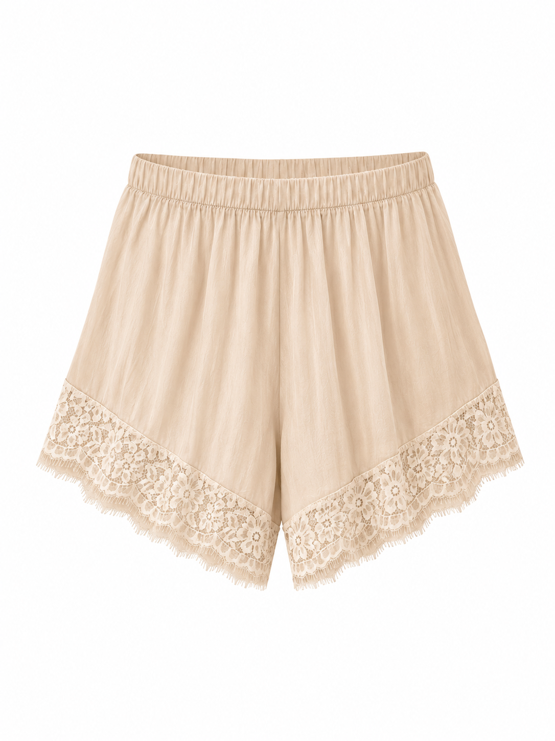 Satijnen Short Kant Beige