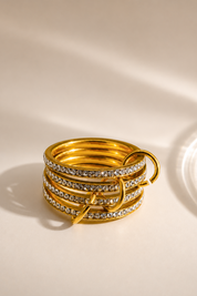 Ring Stacked Crystal Goud