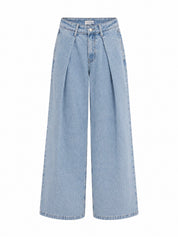 Wide Leg Baggy Jeans Plooien Blauw 3656