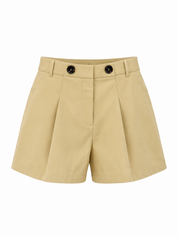 Short met Plooi + Knopen Camel