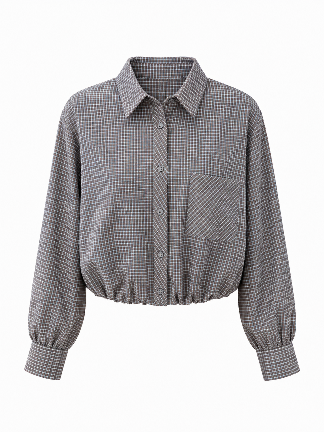 Ballon Blouse Ruitpatroon Grijs