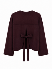 T-Shirt Lange Mouwen Strik Detail Plum