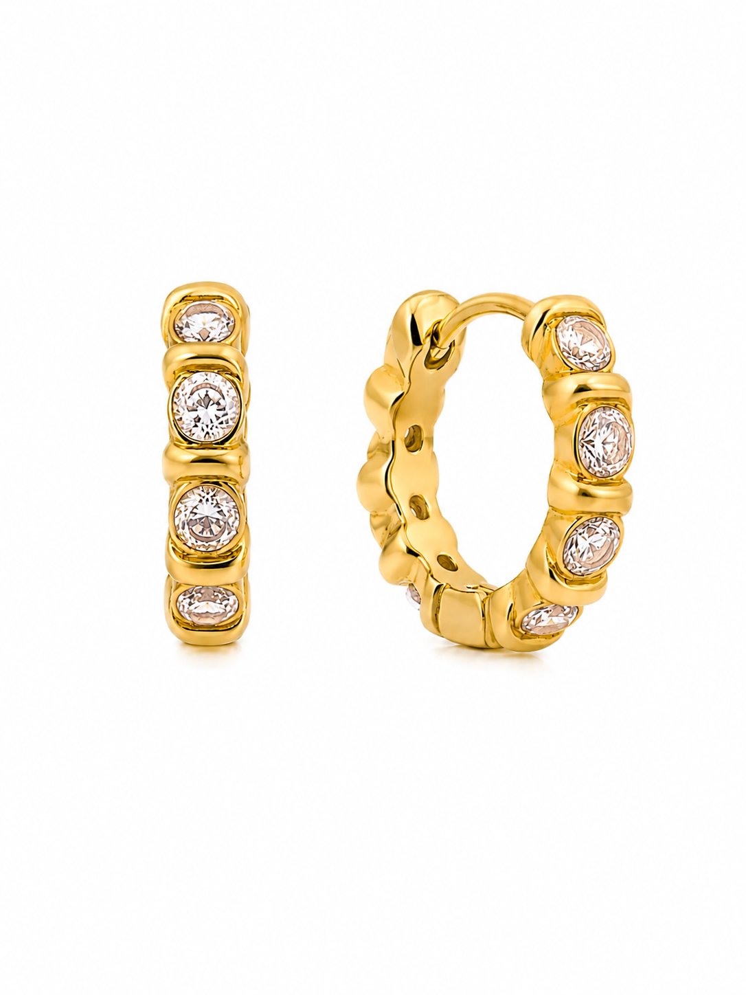 Oorbellen Hoops Twisted Diamantjes Goud