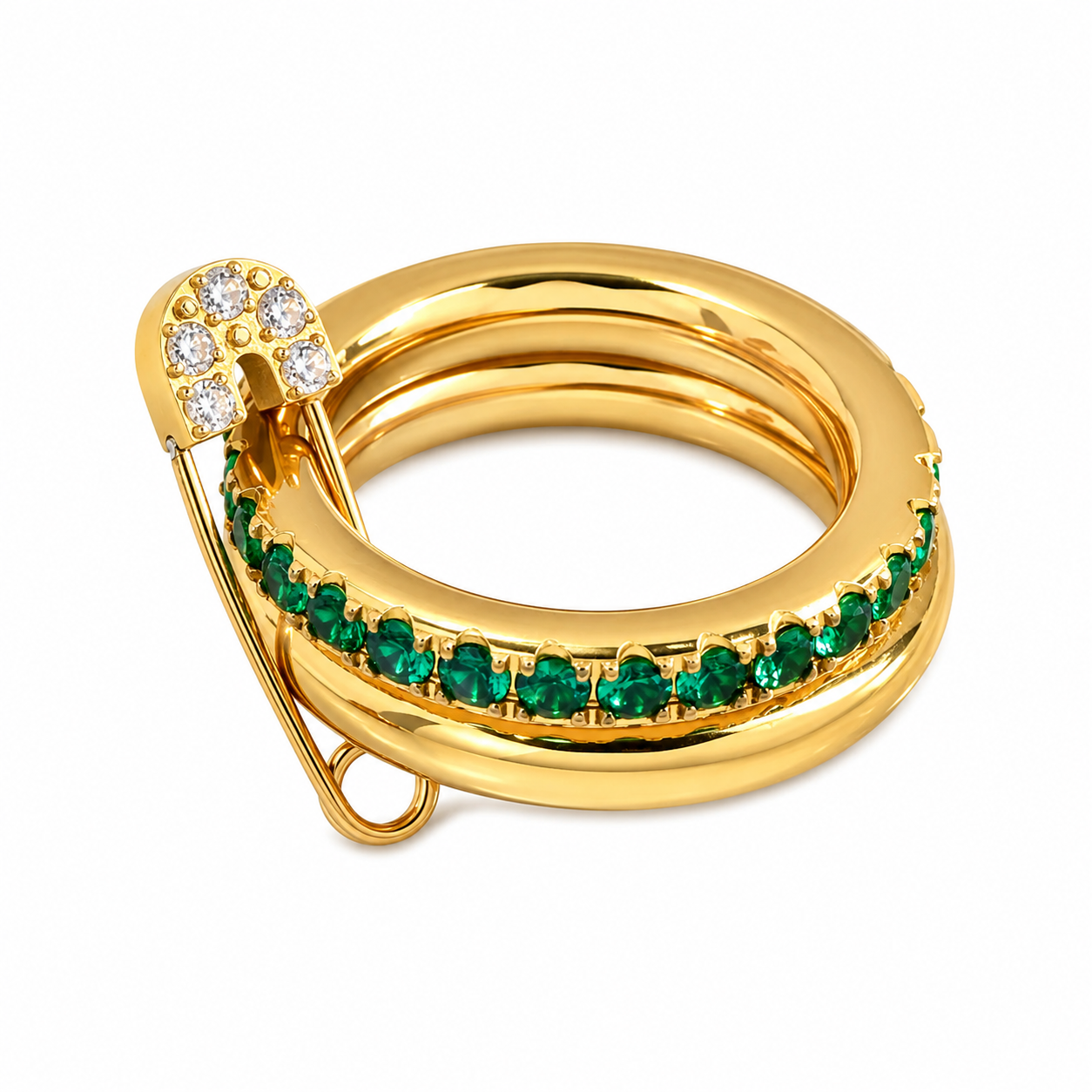 Ring Paperclip Strass Groen