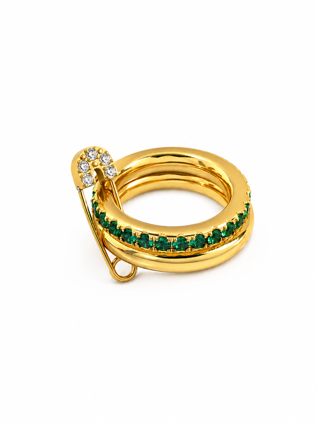 Ring Paperclip Strass Groen