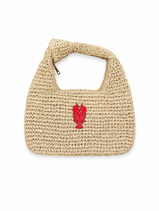 Raffia Tas Kreeft Beige/Rood