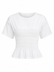 T-Shirt Gesmokt Wit